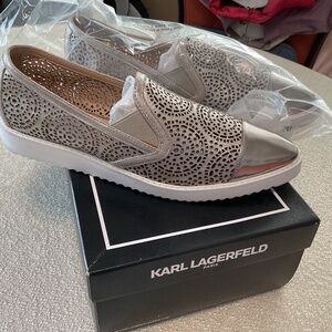 Carl Lagerfeld perforated leather shoes